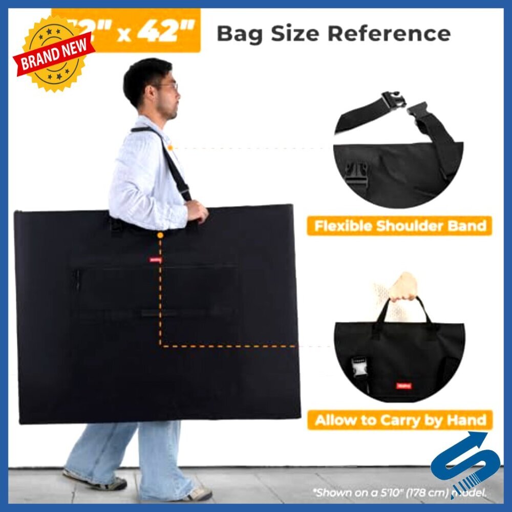 Large Waterproof Art Portfolio Bag Lightweight Storage Case Shoulder Handle - Picture 3 of 6
